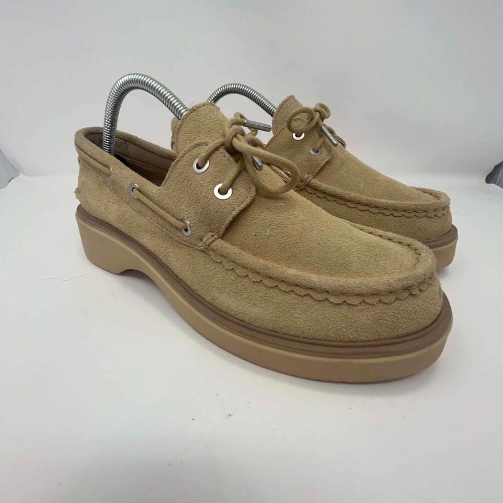 Sperry Bayside Tan Suede Chunky Platform Boat Shoes Women's Size 10 Preppy